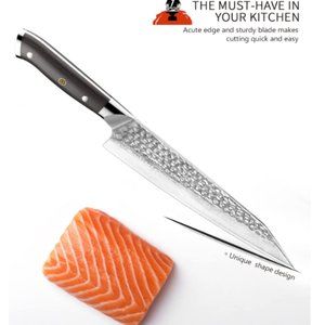 DAMASCUS STEEL "DUO" - VG10 STEEL - JAPANESE STYLE KNIVES  w/ HAMMERED TEXTURE